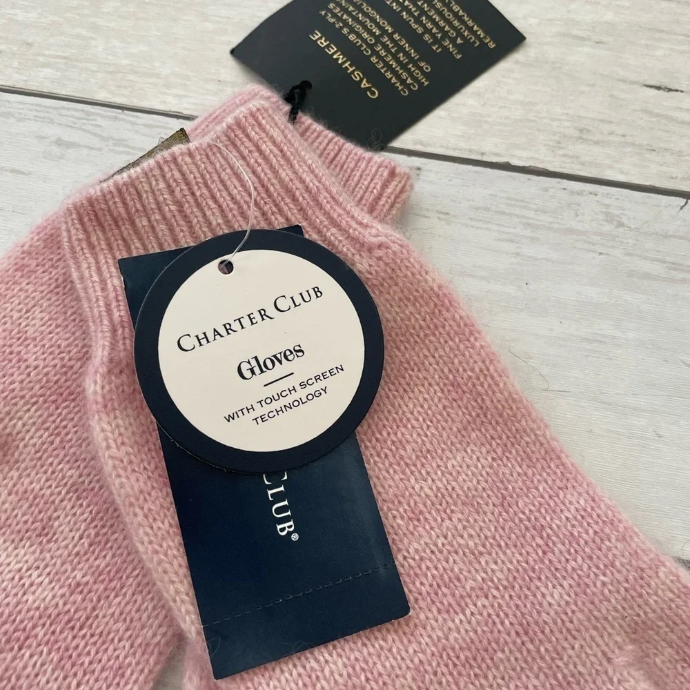 Touch Screen Compatible Gloves Charter Club 100% Cashmere Pink One-Size NWT